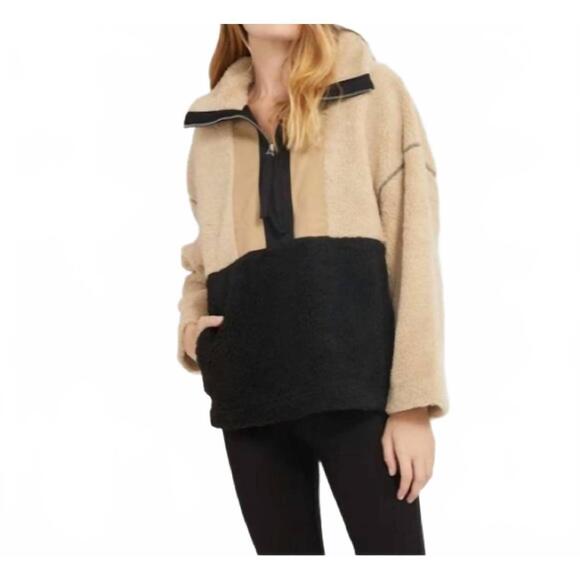 SOMETHING NAVY Jackets & Blazers - NEW SOMETHING NAVY teddy quarter zip jacket in black combo